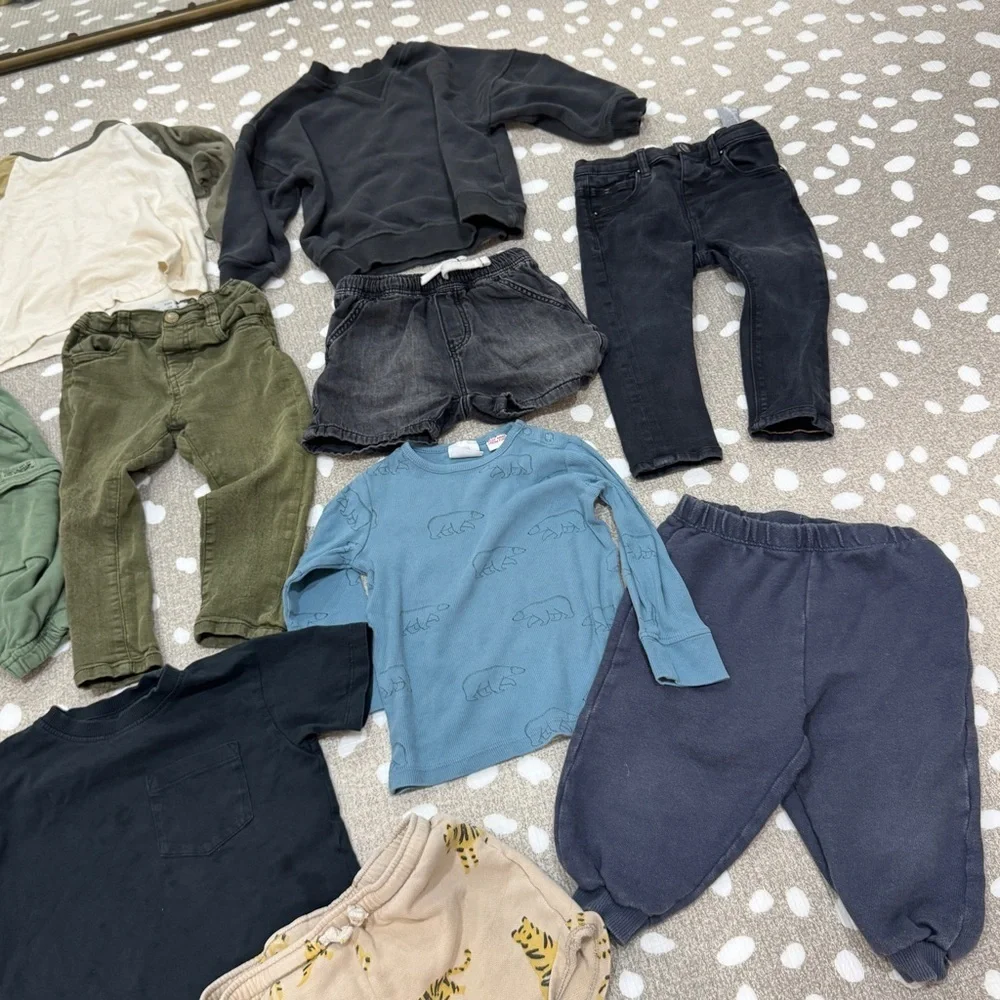 Lot of 10 Zara Kids tee sweater crewneck shorts joggers sweatpants rib toddler